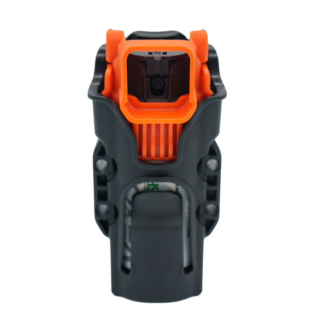 OC Kit-A orange Spray Guard seated in Full Retention Holster